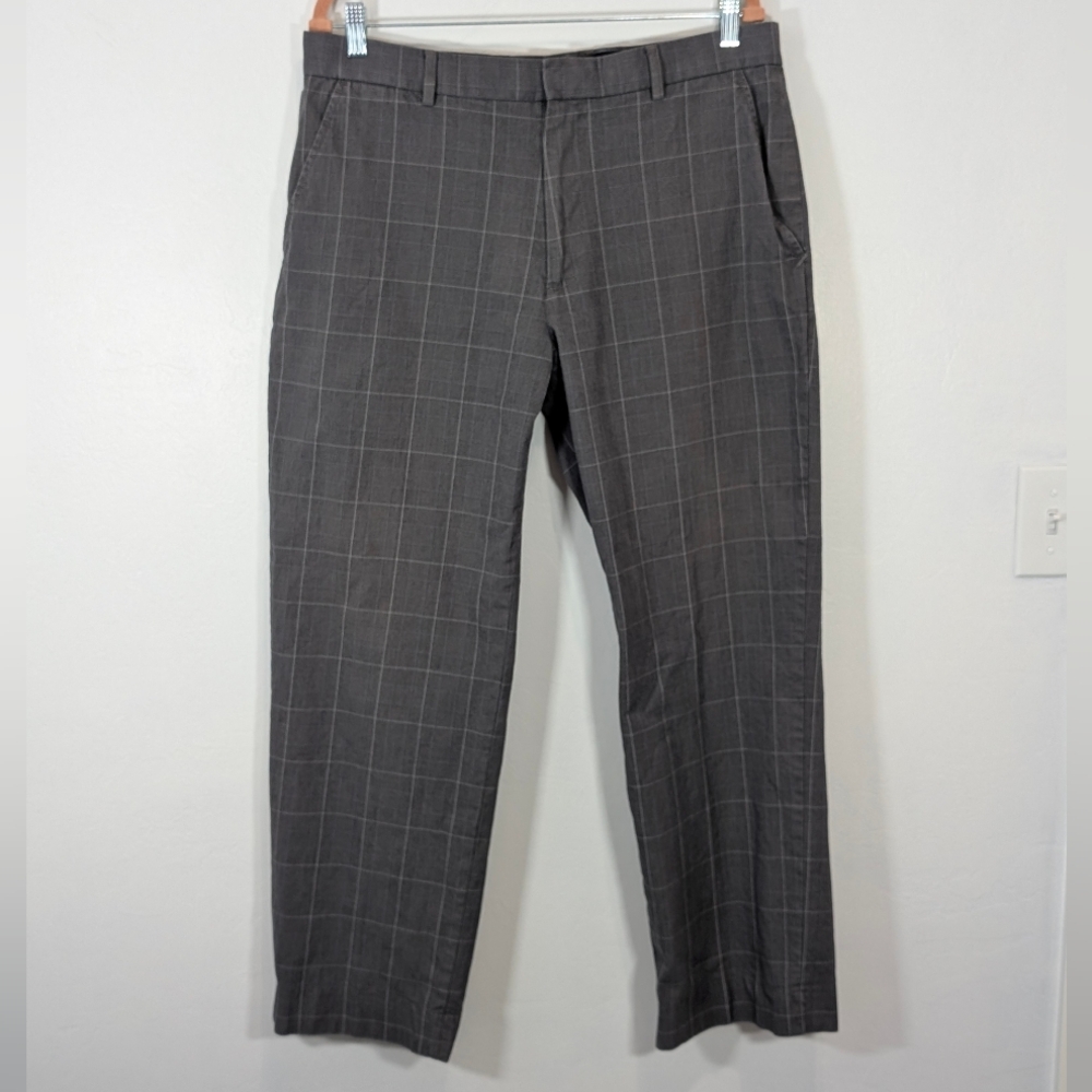 Banana Republic Men's Gray Checkered Pants Modern Fit Size 35/30 Cotton